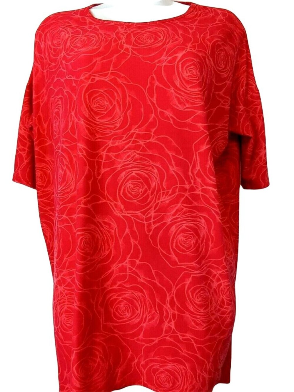 LuLaRoe Irma Stretchy Top XS Vibrant Red Oversized Hi-Lo Floral Comfy Casual